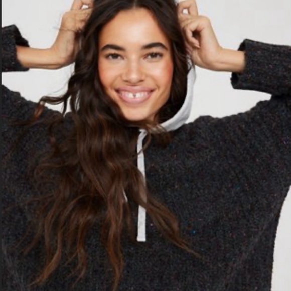 ✨BWOT✨ Chunky knit 🧶 Pullover with Jersey Hoodie Slouchy Oversized Comfy 🤗 - Picture 10 of 10